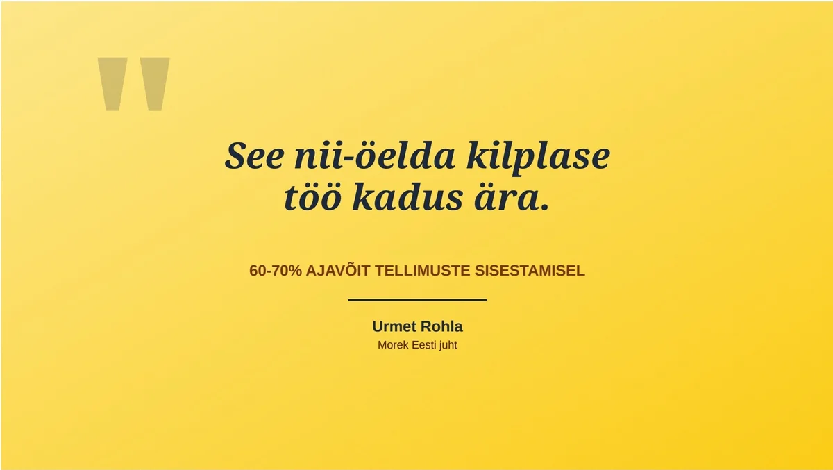 60-70% time savings on order entry — Urmet Rohla, Morek Estonia